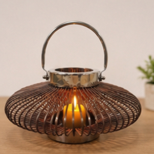 Lanterne ronde en métal avec poignée, objet décoratif pour la maison, pour le salon - Product Image 4