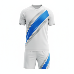 ชุดฟุตบอลแบบยูนิเซ็กซ์พร้อมกางเกงขาสั้น ชุดเซ็ตสองชิ้นพรีเมียมสำหรับเล่นเซิร์ฟ ชุดฝึกซ้อมฟุตบอล แห้งเร็ว ชุดกีฬา รับผลิตตามแบบ OEM - Product Image 1