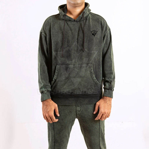 Ensemble de survêtement personnalisé en coton épais délavé pour homme, prêt pour les commandes sous marque privée - Product Image 6