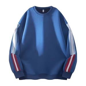 Pull-over oversize uni gris foncé et rouge pour homme, 100% coton, manches longues, coupe ample, uni, teinture unie, imprimé personnalisé, pour l'hiver - Product Image 1