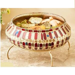 Bol de service en métal pour collations et desserts, style moderne, artisanal, forme personnalisée, bol à fruits décoratif, fournisseur d'Inde - Product Image 4