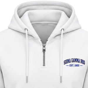 Sigma Gamma Rho <b>Women's</b> University Half <b>Zip</b> <b>Hoodie</b> <b>White</b> Greek Sorority Graphic Pullover Casual Campus Fashion Custom Streetwear - Product Image 4