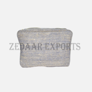 Sac cosmétique en lin écologique de haute qualité fermeture éclair grande capacité motif de Logo personnalisé stockage de maquillage à la mode-bas quantité minimale de commande - Product Image 1