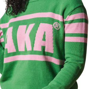 Suéter de Punto Verde para Mujer, Diseño de Rayas Rosas, Manga Larga, Cuello Redondo, Informal, a la Moda, Cálido y Cómodo para Uso Diario - Product Image 5
