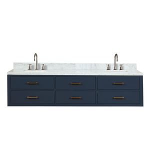 Blu 80 Pollici L X 22 Pollici Mobile Bagno Doppio con Top in Marmo di Carrara e Set Rubinetteria per Bagni Piccoli - Product Image 1