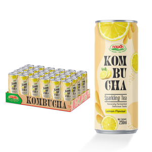 Thé pétillant au citron Kombucha 250ml en canette, boisson OEM, marque privée, usine Vietnam - Product Image 2