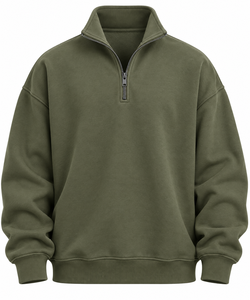 Sweat-shirt à demi-zip pour homme, en molleton, col montant, coupe classique, streetwear décontracté - Product Image 1