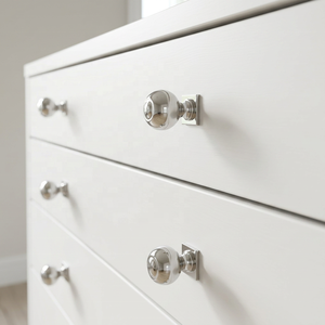 Boutons modernes en laiton avec plaque de fixation, quincaillerie de meubles, design carré classique, nickel poli, pour tiroirs de commode, bouton de style factice - Product Image 6
