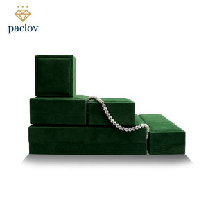 Paclovカスタムジュエリー包装ボックスグリーンベルベットライトベルベットネックレスボックスブレスレットネックレスRnigイヤリングジュエリーセット - Product Image 6