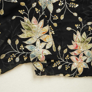 Premium Abaya <b>Sequin</b> Embroidery Fabric Velvet Net Mesh Textile For Gulf UAE Modest Fashion Garment Supply - Product Image 4