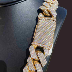 Collar de Cadena Cubana Estilo Hip Hop con Incrustaciones de Diamantes Moissanite, Plata de Ley 925, Acabado en Oro Amarillo, Joyería Unisex para Raperos - Product Image 5