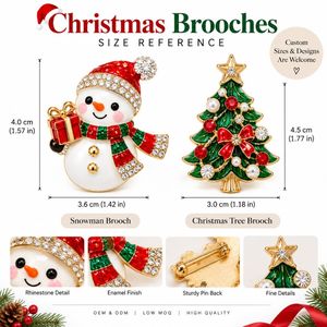 Broches de Noël festives avec Père Noël en émail et strass en cristal, épingles de revers fantaisie pour femmes, cadeaux de fête - Product Image 2