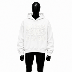 Sudadera con Capucha Oversize Blanca Premium con Gráficos Estilo Urbano, Unisex, de Forro Polar Grueso, con Tipografía Tonal - Product Image 1