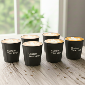 Vasos de Papel Desechables Negros con Logotipo Personalizado para Cafeterías Premium - Product Image 5