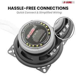 Haut-parleurs coaxiaux de voiture 4FT 250W (paire) avec tweeter, ajustement universel, remplacement rapide, haut-parleur composant - Product Image 5