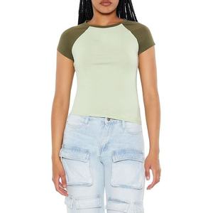 Camiseta de Algodón 100% para Primavera/Verano, Cuello Redondo, Manga Corta, Corte Holgado, Color Sólido, Estilo Casual, Tejido Jersey, Blanca, Corta, para Mujer - Product Image 4