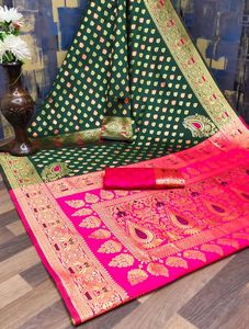 Sari de seda de alta calidad con blusa, ideal para bodas, fiestas y recepciones, disponible para la venta, directo de fábrica. - Product Image 5