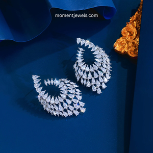 White CZ Dangle <b>Earrings</b> Marquise Zircon <b>Drop</b> <b>Earrings</b> Rhodium Plated Brass Statement Jewelry for Party Wedding - Product Image 2