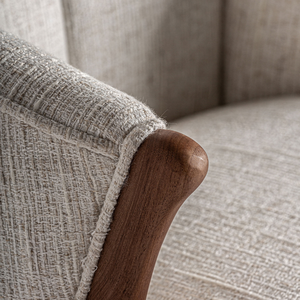 Taburete de bar Alden de teca, taburete de bar moderno de madera de teca con asiento tapizado – Muebles de bar comerciales de estilo nórdico - Product Image 5