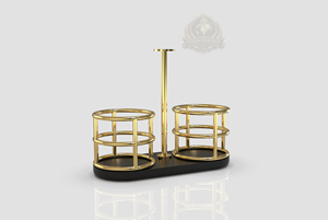 Porte-mouchoirs moderne de luxe en acier inoxydable doré à un seul niveau avec motif Palestine noir et or pour table à manger - Product Image 5