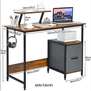 Wood <b>Computer</b> <b>Desk</b> with Bookshelf Storage Space Saving Design Modern Office Furniture - Product Image 4