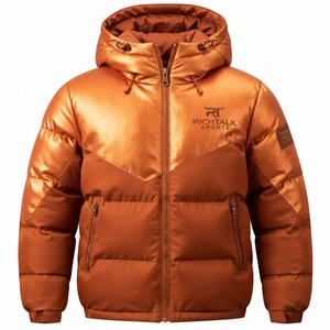 Chaqueta Acolchada con Capucha para Hombre, Diseño Color Block, Resistente al Viento, Deportiva, con Cierre Frontal, Relleno Grueso de Poliéster - Product Image 4
