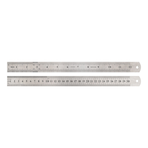 Regla de Acero PIK PAK TOOLS, Borde Recto, Doble Escala, 12 Pulgadas, Ancho de Línea de 1 mm, Herramienta de Medición de Precisión para Joyería y Manualidades - Product Image 1