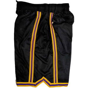 Shorts de basketball en toile noire pour hommes, avec cordon de serrage jaune et violet, décontractés, respirants, coupe-vent, séchage rapide, en polyester - Product Image 5