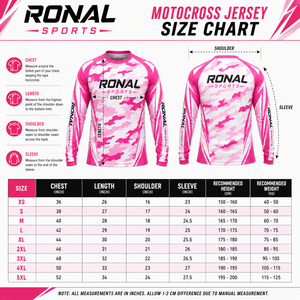 เสื้อแข่งมอเตอร์ครอสแขนยาวของผู้ชาย, เสื้อแข่งมอเตอร์ไซค์สีชมพูสีขาวลายพรางแห้งเร็วเสื้อเจอร์ซีย์สำหรับ ATV BMX MTB - Product Image 6