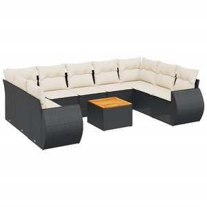 Conjunto de Sofás Modulares Grandes de Ratán PE Negro para Jardín, Muebles Modulares Elegantes para Exteriores - Product Image 2