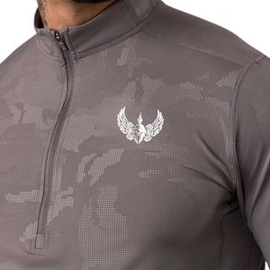 <b>Mens</b> Camo Quarter Zip Training <b>Pullover</b> Long Sleeve Athletic Gym Top Moisture Wicking Running Fitness Sports Activewear Shirt - Product Image 2