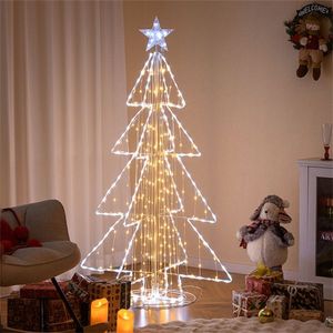 Albero di Natale Illuminato da 1,5m con 454 LED Scintillanti, Puntale a Stella e Protezione dalle Intemperie, Decorazione Festiva per Interni/Esterni - Product Image 4