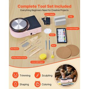 Mini Torno de Alfarería Eléctrico Rosa de 6 Pulgadas Modelo D0100X3G4NT para Niños y Adultos para Actividades Creativas de Cerámica y Esmalte - Product Image 4