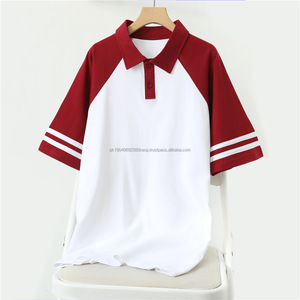 Polo de manga corta con logotipo personalizado de algodón 100% para hombre, camisa de uniforme de solapa con barras paralelas de colores a juego - Product Image 6