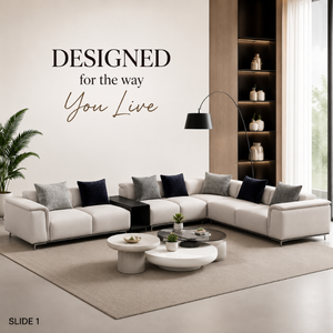 Scandinavian Style U Shape <b>Sofa</b> <b>Set</b> with Premium Fabric Upholstery High Density HR Foam and American Oak Wood Frame for Modern - Product Image 4