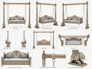 Balançoire design aspect argent allemand pour la maison, base éléphant majestueuse, fabricant de balançoires argentées, finition argent ultra-luxe Jhoola - Product Image 6