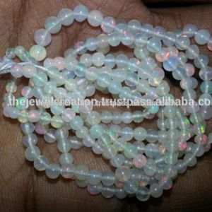 Jewel Creation 3mm 5mm Natural White Ethiopian <b>Opal</b> Smooth Gemstone <b>Necklace</b> Beads Strand IGI Certified Wholesale Factory Price - Product Image 2