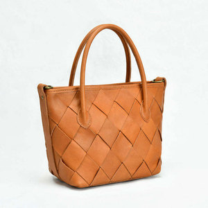 Ladies Genuine Leather Woven Tote <b>Satchel</b> Shoulder Bag Two Straps Zipper Closure Large Capacity Elegant Braided Durable - Product Image 2