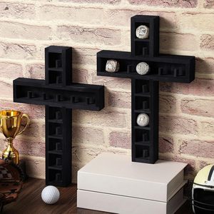 Teenyyou Soporte de exhibición para anillos de béisbol y softbol, con 12 postes, para anillos de campeonato, 9 x 14 pulgadas, de madera, para montaje en pared, con diseño de cruz - Product Image 1