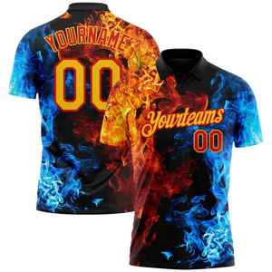 Men's Custom <b>Flame</b> Printed Short Sleeve Polo <b>Shirt</b> Digital Printing Sporty Style Quick Dry Polyester Regular Fit - Product Image 2