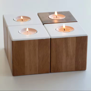 Bougeoir fait main/T Light pour la décoration de la maison Bougeoir en bois d'acacia Bougeoir en bois Bougeoir moderne en bois léger - Product Image 1