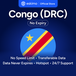 Eskimo Congo (RDC) 3 Go eSIM sans expiration des données, données de voyage à grande vitesse 5G/4G, pas de carte SIM physique requise, S-DRC-03 Smartphones numériques - Product Image 1