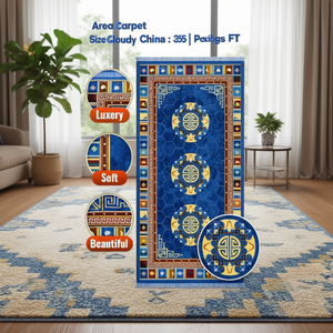 Tapis en polyester doux Cloudy China 3x5 FT, tapis Wilton à poils longs avec forme personnalisée pour la décoration des sols de la maison ou de l'hôtel, mélange de laine - Product Image 3