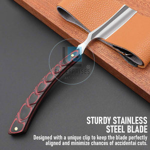 Best Selling Reusable Stainless Steel Wood Handle <b>Straight</b> Shaving <b>Razors</b> Made in Pakistan Low MOQ Durable High Quality - Product Image 2