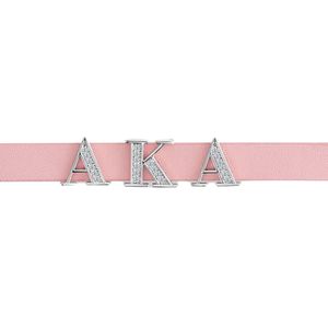 Bracelet coulissant rose avec lettres décoratives dorées – Accessoire de bijouterie élégant et ajustable pour femme, idéal pour mariage et soirée - Product Image 2