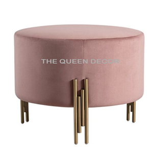 <b>Vintage</b> Look Gold Stand Aluminum Metal Round Shape Home Living Room Furniture Accessories Ottoman <b>Stool</b> - Product Image 6