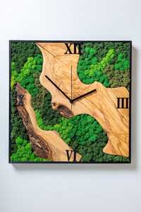 Customizable Handmade Wood Grain Simple Plant Moss Wall Clock Natural Fresh Moss Living Room Decoration Eternal - Product Image 3
