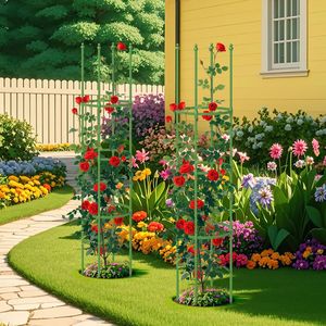 Treillis de jardin réglable en hauteur, lot de 2, cage à tomates, équipement et accessoires pour plantes grimpantes - Product Image 2