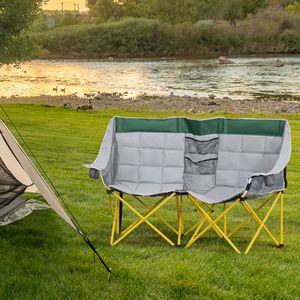 Sedia Pieghevole Oversize Stile Loveseat con Borsa per il Trasporto e Portabicchieri per Spiaggia, Picnic, Escursionismo e Campeggio - Product Image 2