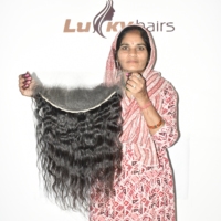 Prix de gros Extensions de cheveux indiens bruts ondulés, tissage frontal HD 13*6, à trame simple ou double, non traités, cuticules alignées